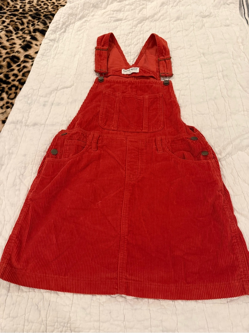 American Apparel Red Corduroy Pinafore Dress